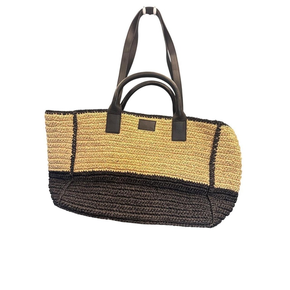 Two‑Tone Woven Paper Straw Tote Bag